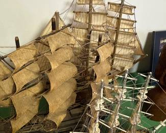 Vintage handcrafted model wooden sailing ships