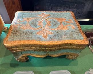 Top view of vintage jewelry box