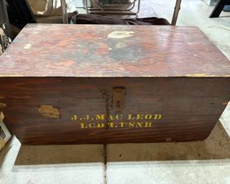 Vintage WWII-era military footlocker