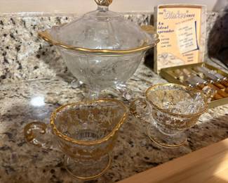 crystal serve ware with gold accents