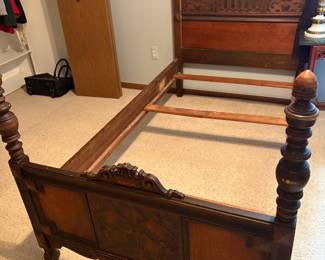 1920s Renaissance Revival carved twin bed frame (two available)