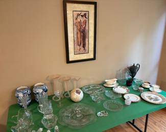 Crystal serve ware, vases and platters