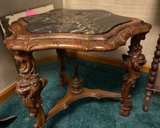 Italian Renaissance Revival carved walnut end table