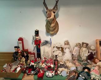 Antique China dolls and nutcrackers