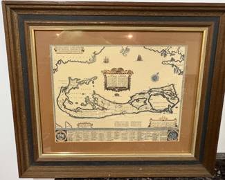 Framed reproduction of the famous 17th-century map of Bermuda