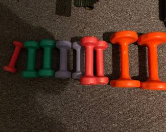 Sets of free weights in various weights and colors