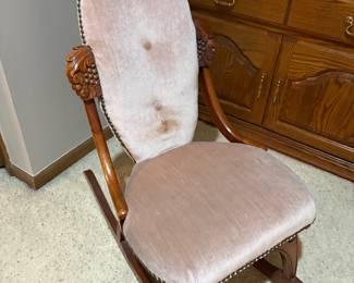 Victorian Eastlake carved walnut rocking chair