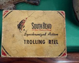 Original vintage box for a South Bend "Synchronized Action" Trolling Reel