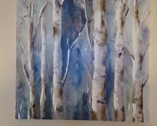 28 Blue birch tree wall canvas