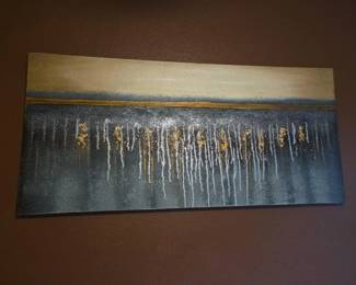 27 Black gold cream abstract wall canvas