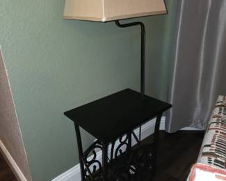 32 Black metal lamp end table combination