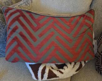 36 Red gray lumbar decorative pillow