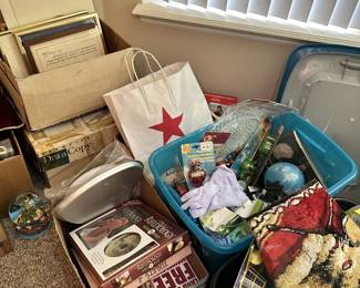 Holiday decor, collectibles, and boxed housewares.