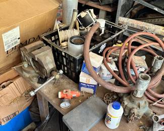 Hoses, valves, fittings, and workshop tools.