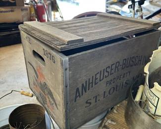 Wooden Anheuser-Busch crate and collectible brewery box.