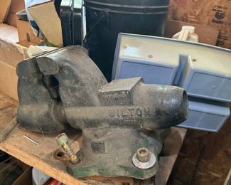 Wilton bench vise and heavy shop tool.