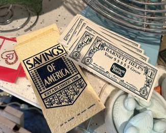 Vintage bank promotional collectibles and advertising items.