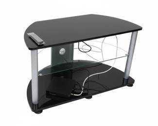 Contemporary ThreeTier Glass and Metal TV Stand