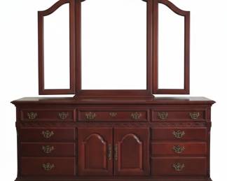 Sumter Cabinet Co. Cherry Triple Dresser with TriFold Mirror