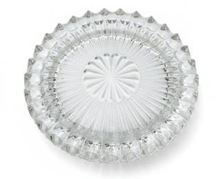 Vintage Pressed Glass Ashtray with Sunburst and Scalloped Rim third image