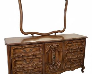 Thomasville French Provincial Serpentine Nine Drawer Dresser with Mirror second image