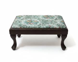 Vintage Floral Tapestry Footstool with Queen Anne Legs