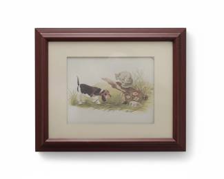 B.K. Comberick Beagle and Squirrel Print