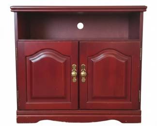 Red Cherry Finish Media Console with Arched Doors