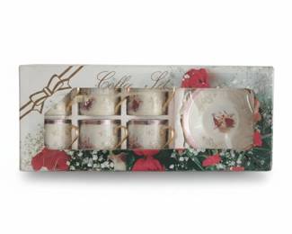 Vintage Floral Porcelain Demitasse Coffee Set