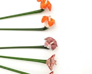 Art Glass Floral Stirrers or Cocktail Picks Murano Style second image