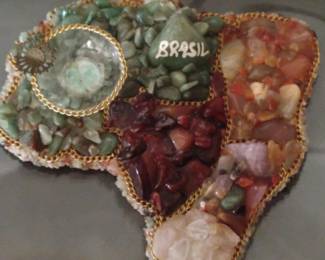 Vintage Brazilian Gemstone Map Souvenir