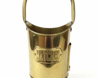 Vintage Brass MATCHES Coal Scuttle Match Holder