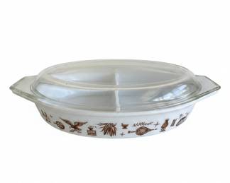 Pyrex Early American Gold Divided Serving Dish