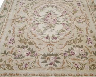 French Aubusson Style Floral Wool Area Rug