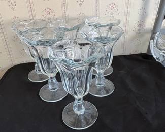 Vintage Tulip Shaped Ice Cream Sundae Glasses, Set of