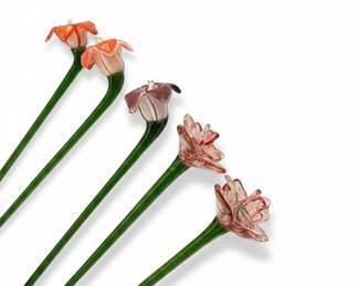 Art Glass Floral Stirrers or Cocktail Picks Murano Style fourth image