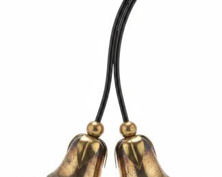 Vintage Brass Tulip Handle Double Bell