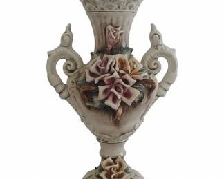 Capodimonte Style Floral Porcelain Table Lamp