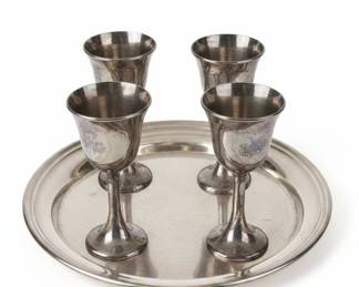F.B. Rogers Silver Plated Cordial Goblet Set with Serving Tray