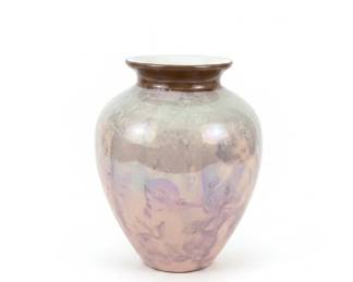 Vintage Enesco Cherub Motif Iridescent Ceramic Vase