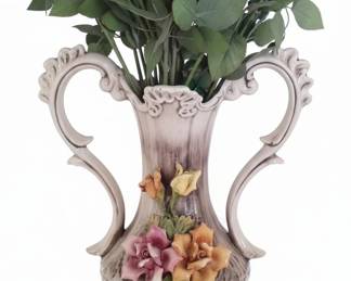 Vintage Italian Capodimonte Style Floral Pitcher Vase
