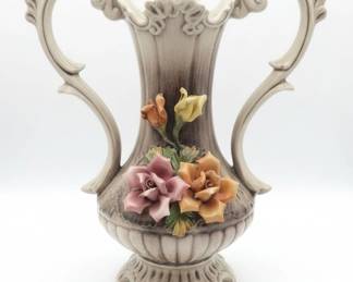 Vintage Capodimonte Style Floral Pitcher Vase