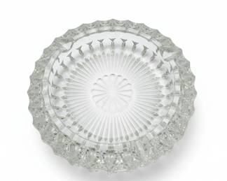 Vintage Pressed Glass Ashtray with Sunburst and Scalloped Rim