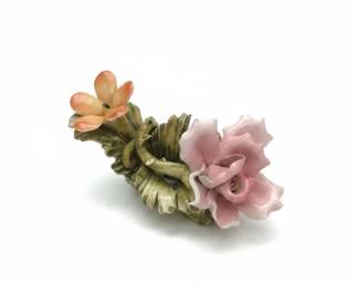 Capodimonte Style Porcelain Floral Candle Holder