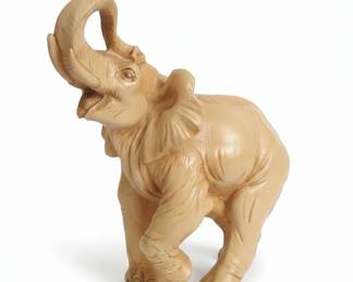 Vintage Resin Elephant Figurine with Trunk Raised