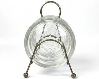 Princess House FleurdeLis Glass Coaster Set with Metal Holder second image
