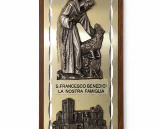 Italian Religious Wall Plaque St. Francis of Assisi