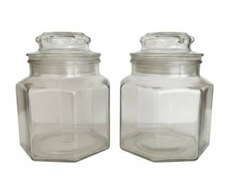Vintage Anchor Hocking Hexagonal Glass Kitchen Canisters