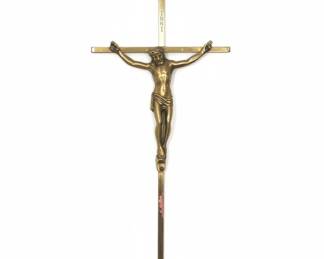 MidCentury Modern Minimalist Brass Wall Crucifix