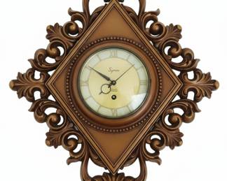 Syroco Diamond Shape Ornate Vintage Wall Clock, Key Wound, Day